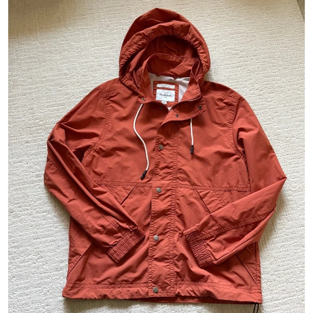 Goodfellow Burnt Orange Water Resistant Hooded Windbreaker Jacket M Outdoor Fall